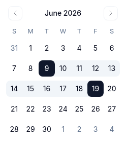 Range Calendar preview